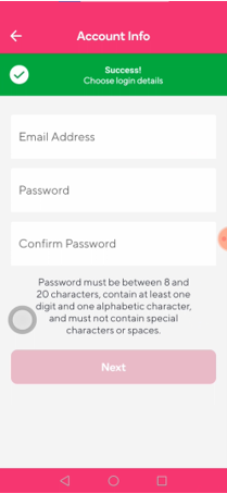 Email and Password registration